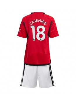 Manchester United Casemiro #18 Replika Hemmakläder Barn 2023-24 Kortärmad (+ byxor)